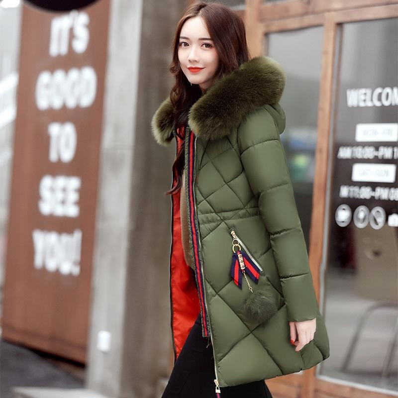 Women Slim Hooded Down Padded Long Winter Warm Parka Outerwear Ladies Zipper Jacket
