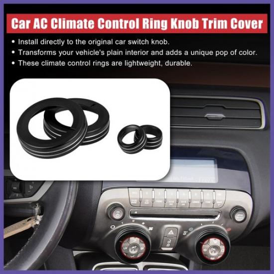 4 pcs Black Aluminum Alloy Center Control Ring Knob Cover for Chevrolet Camaro