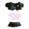 Niannyyhouse 20cm Puppenkleidung - Baumwoll-Puppenkleidung - Lederjacke, Gestreiftes T-Shirt, Lederrock - Puppenbabykleidung - Verkleidung - Für Stofftiere