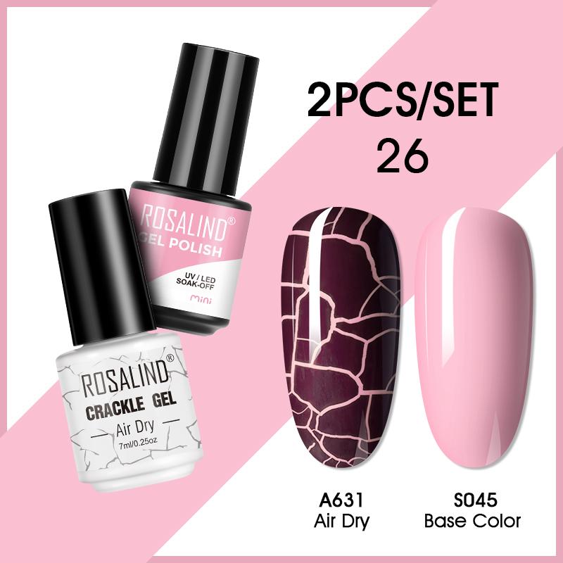 ROSALIND Cracked Gel Nail and Polish Nail Gel Kit Nail Varnish Hybrid Crackle Manicure Art UV Gel Semi Permanent 2PCS