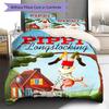 Pippi Longstocking Pattern Bedding,Quilt Set Quilt Cover Pillowcase Home Birthday Gift (1 * Duvet Cover + 2 * Pillowcase, Without Core)