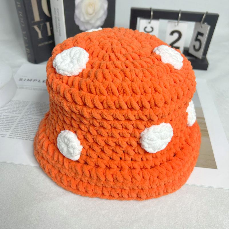 Charming Cartoon Crochet Mushroom Beanie - Cozy, Thick Knit Fisherman Hat for Autumn and Winter.