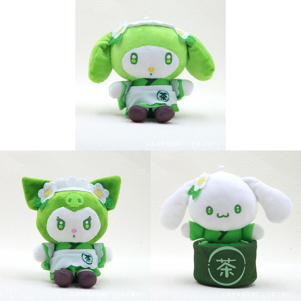 Sanrio Green Hello Kitty Cinnamoroll Melody Kuromi Plush Toy Pendant For Cute Car Ornament And Gift For Kids