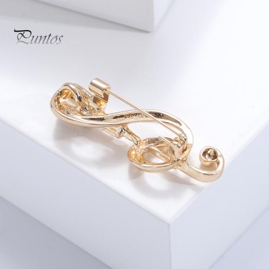 Elegant Brooch Pin Musical Note Shiny Diamond-set Alloy Clothing Design Accessories Pins Simple Corsage for Women Versatile