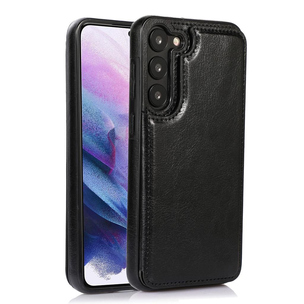 Für Samsung Galaxy S23 PU-Lederbeschichtete TPU-Handyhülle Duale Tasten Kartenhalter Ständer Abdeckung