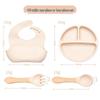 Children's Silicone Cutlery & Dinner Set: Bib, Spoon, Fork, Smiley Plate, and Bowl