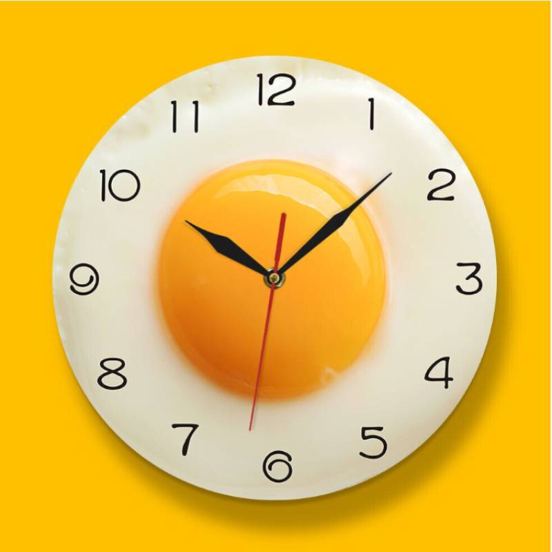 Clock Fried Egg Digital Pointer Silent Restaurant Acrylic Living Decor Room