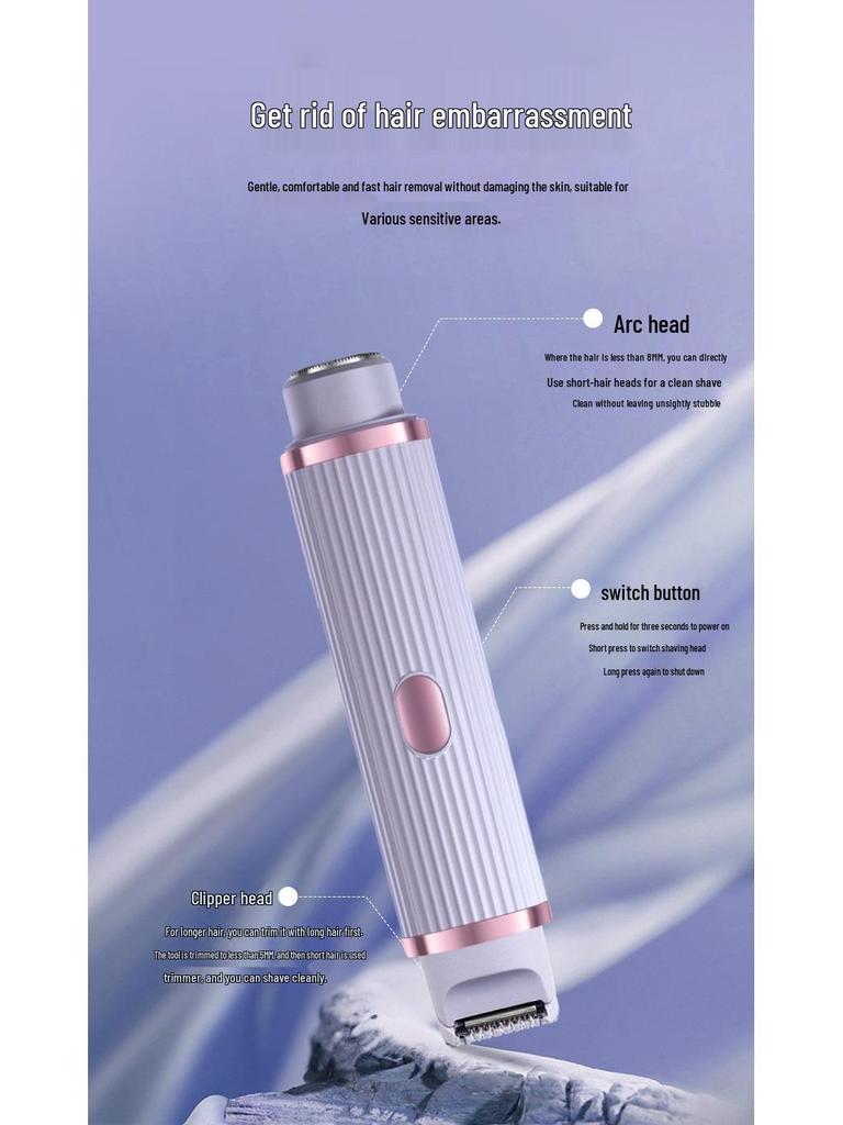 Dual-Head Electric Women's Shaver & Epilator: Full Body and Pubic Hair Trimmer