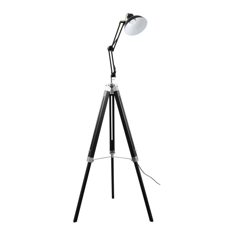 Gasoline - Office Noir - Lampadaire Décoratif - Bois Et Métal - Pied 170 Cm - Abat-jour 20 Cm
