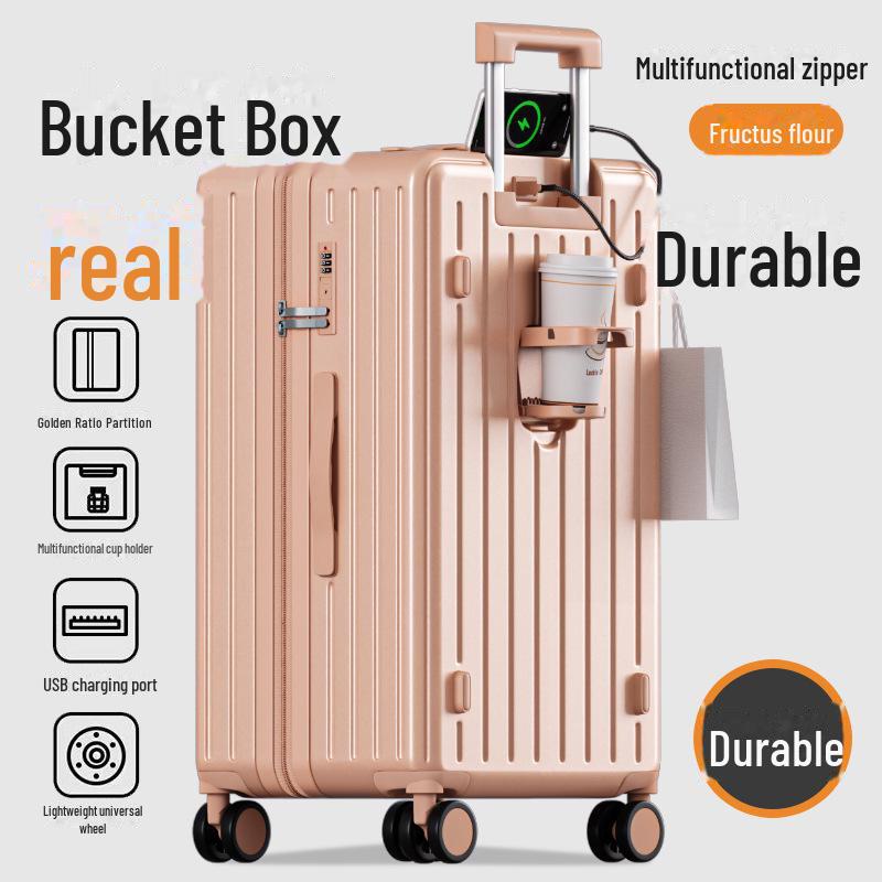 "Mala de viagem durável de 24 polegadas com porta-copos e trava resistente para homens e mulheres"