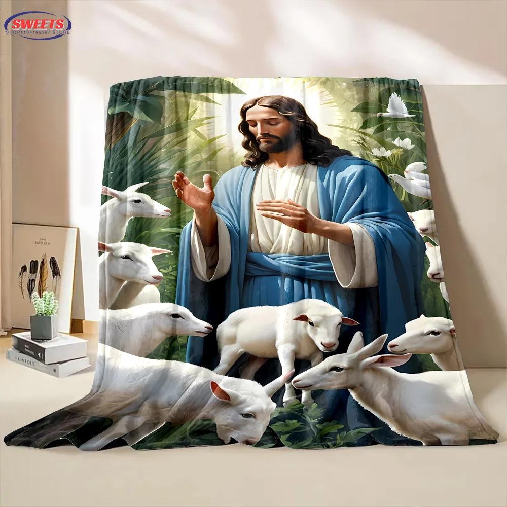 

Loving Jesus, Bless Us Soft Flannel Blanket for Bed Bedroom Sofa Picnic, Warm Throw Blanket for Cover Outdoor Leisure Nap Gifts 40x50in