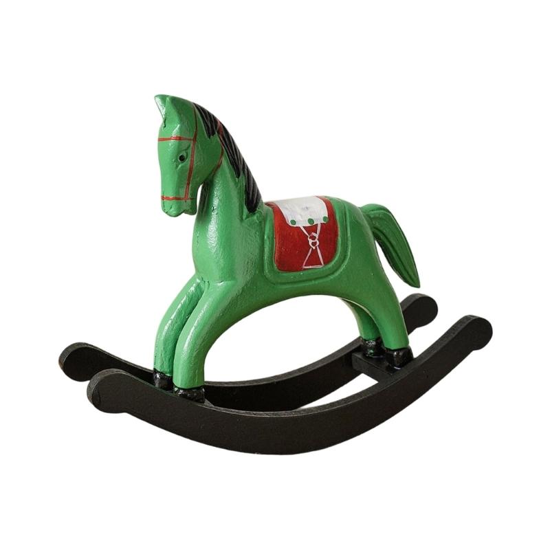 Wooden Rocking Horse Statues Decorative Animal Statue Sculptures Ornament for Office Home Table Centerpieces Gift