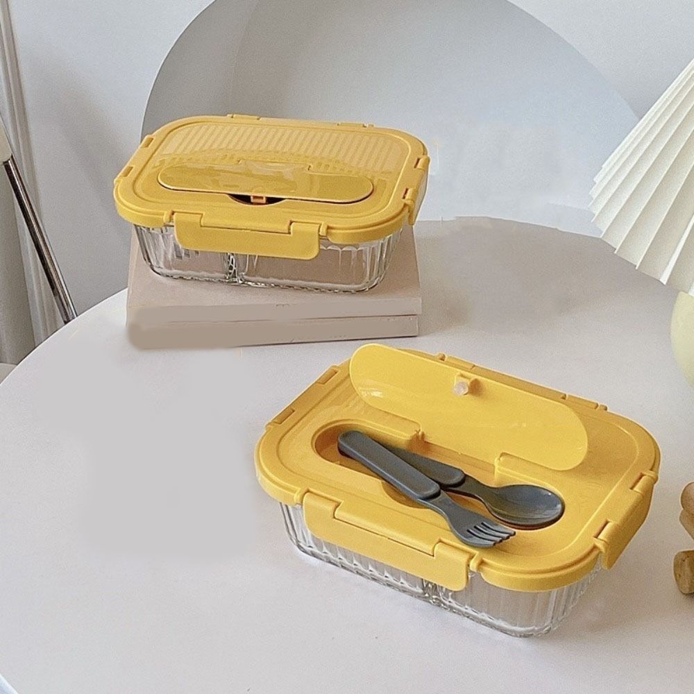 Large Capacity Vertical Stripe Lunch Box Sealed Food Preservation Box Glass Lunch Box Office