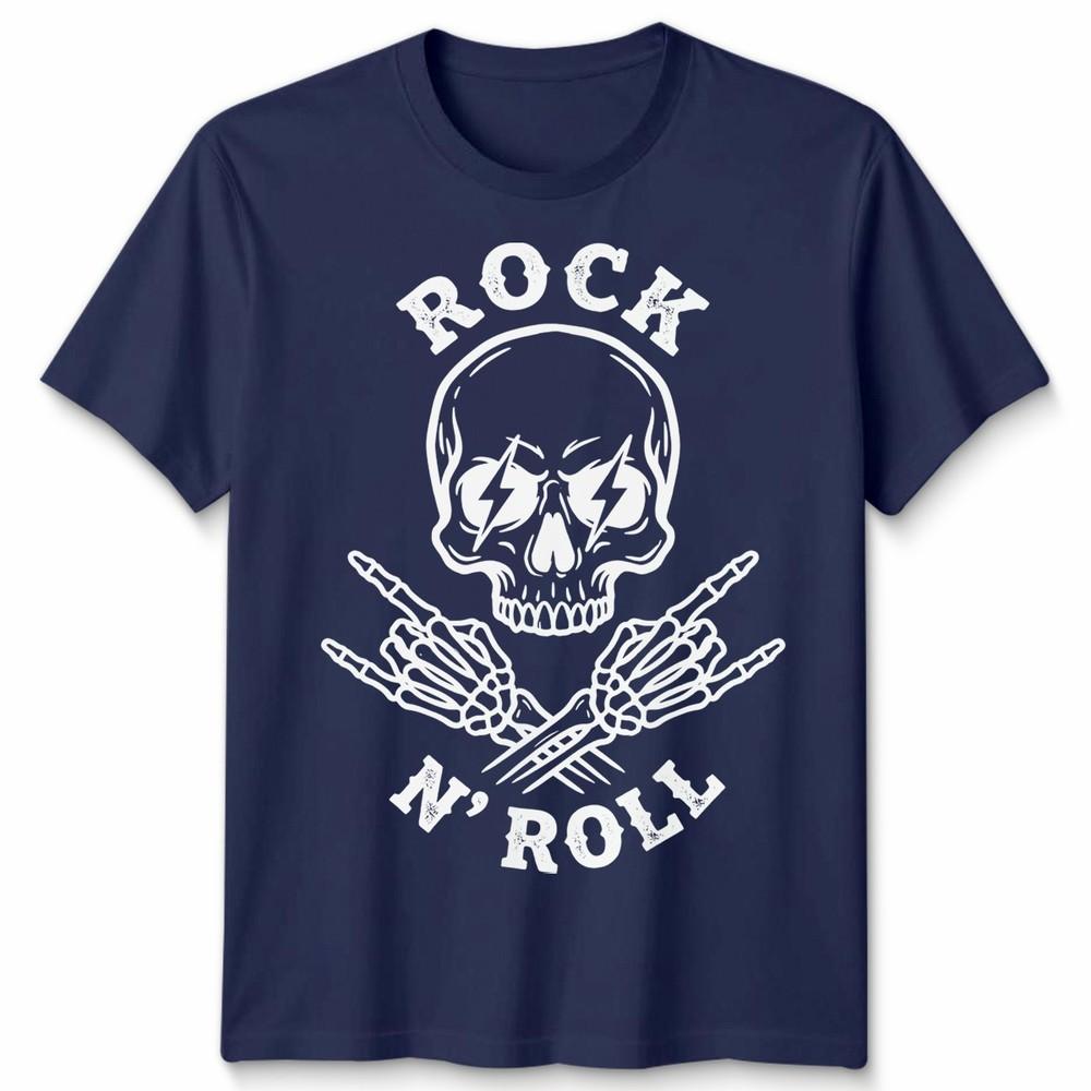 Rock N Roll Unisex T Shirt Skull Alternative Monochrome Graphic Tee