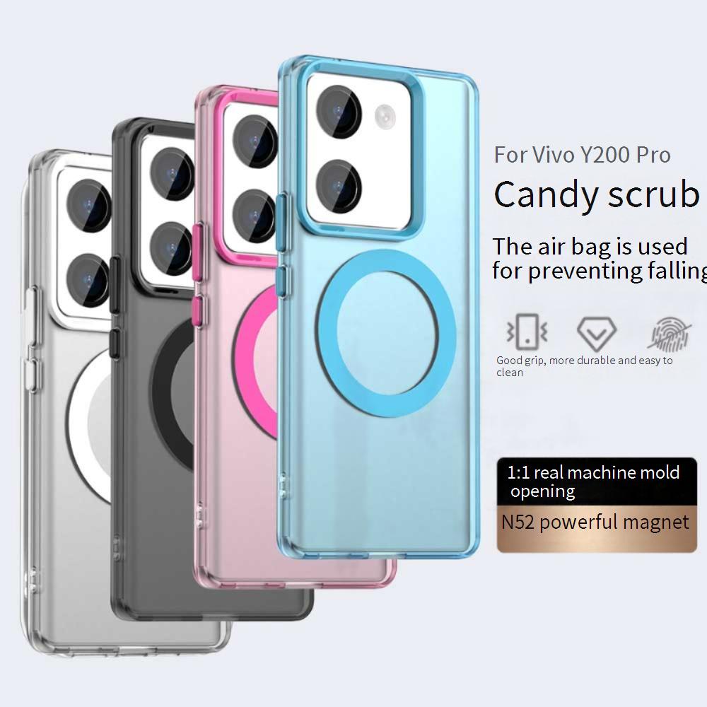 Magsafe Matte Phone Case For Vivo Y200 Pro 5G Magnetic Wireless Charging For Vivo Y200 Pro Shockproof Cover