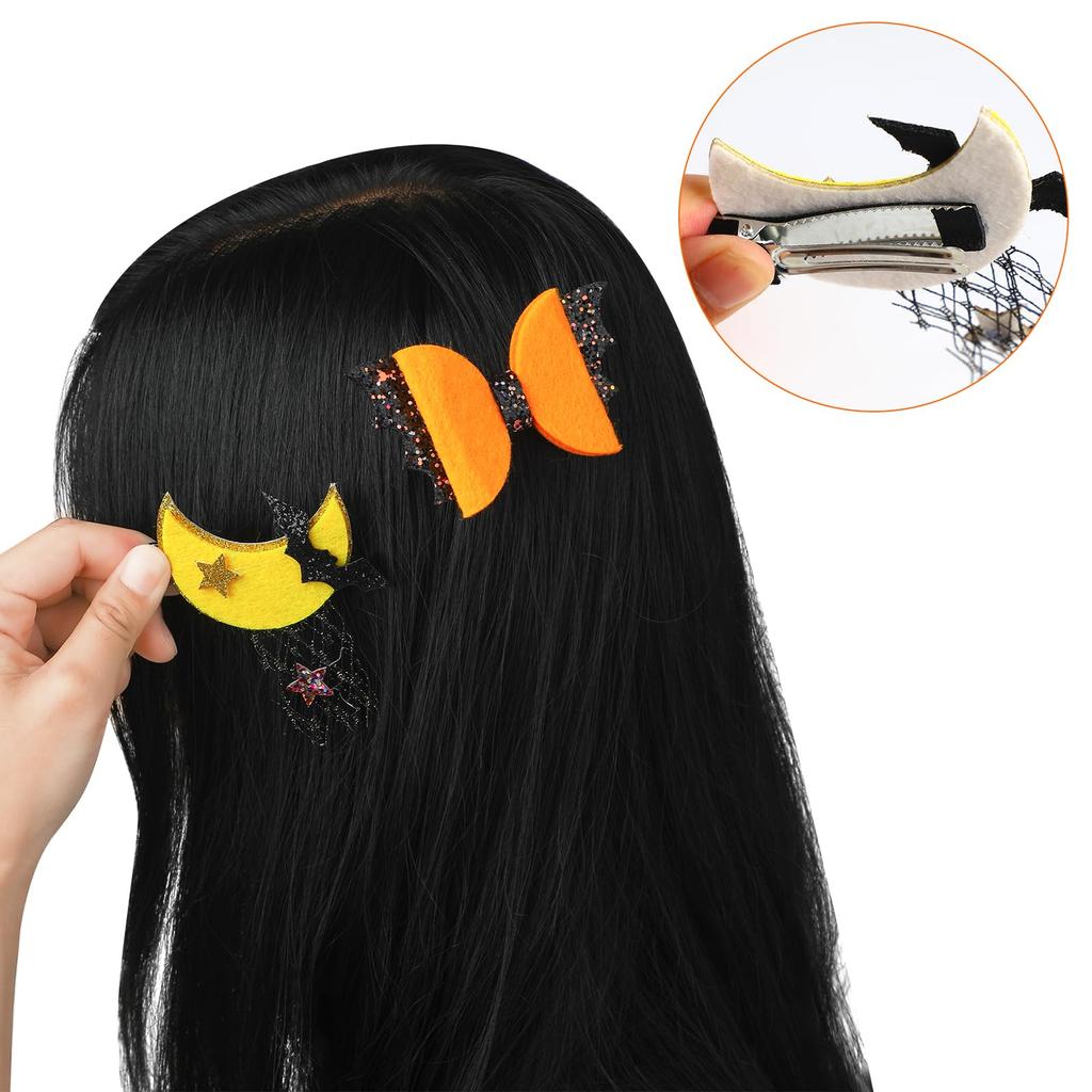 FINGOOO Halloweenowe Akcesoria do Włosów Zestaw 8 Sztuk, Spinki do Włosów, Klipsy do Włosów, Ozdoby do Włosów, Cosplay, Kostiumy, Unisex, Urocze (Halloween A)
