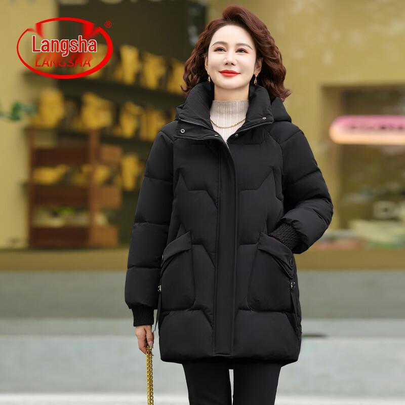 LangSha Women s Winter Mid-Length Padded Jacket XL чёрный
