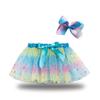 Girls' Star and Moon Mesh Tutu Skirt Set with Bow Hair Clips