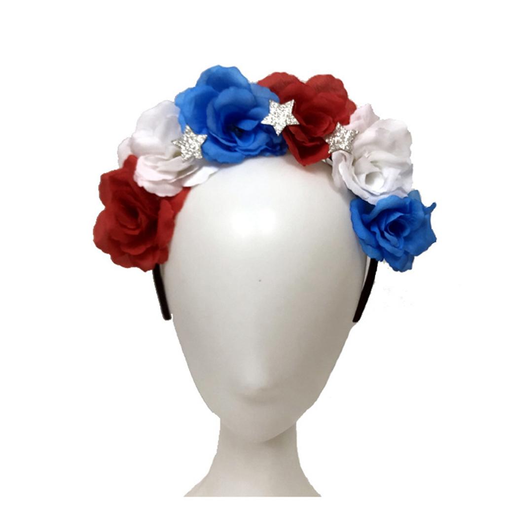 American Flag Headband Hair Hoop Red White and Blue Flower Headband Hairband Independence Day July