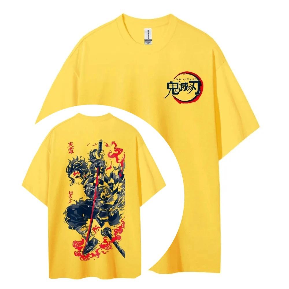 2026 Demon Slayer_ Kimetsu No Yaiba Cotton Unisex Round Neck Anime T-Shirt Men's and Women's Summer Fashion Breathable Street T-Shirt