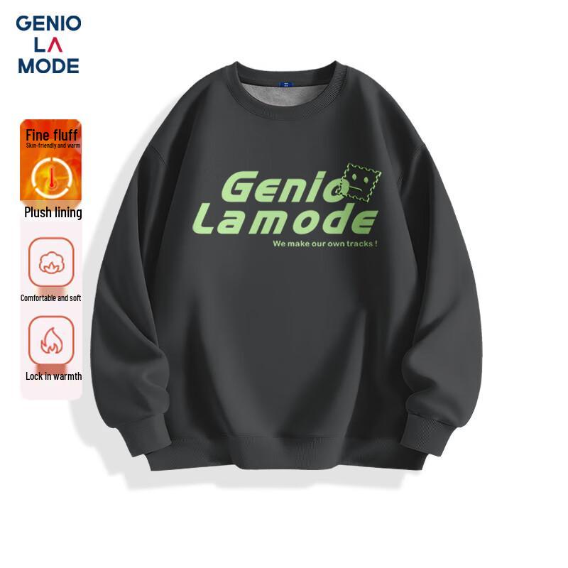 GENIOLAMODE Men's Fleece Lined Graphic Crewneck Sweatshirt