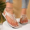 Plus Size Sandals Summer New Round Toe Clip Toe Open Toe Slim Strap Soft Slip Flats