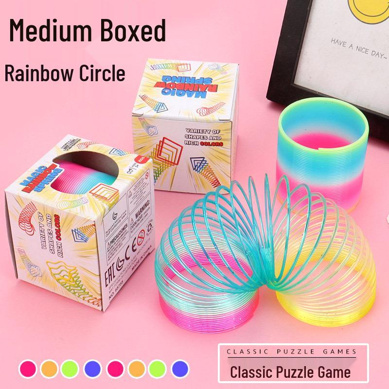 Medium Boxed Rainbow Stacking Rings (6.5*6CM) - Popular Children's Spring Rings Toy
