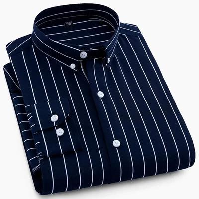 Herren Business Casual Langarm Herren Hemd Klassisch Gestreift Slim Fit Männlich Gesellschaftlich Herrenkleiderhemden Oberbekleidung