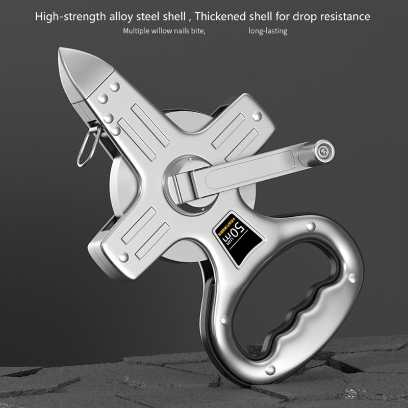 Heavy Duty Steel Frame Measuring Tape With Clear Marking For Engineering Projects 50m 100m Portable Surveying Equipment