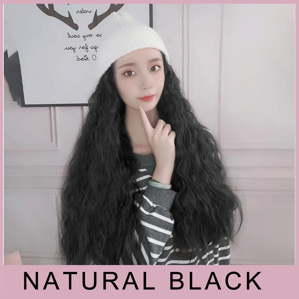 Synthetic Hair Beanie hat wig hair extensions cap for autumn warm woven