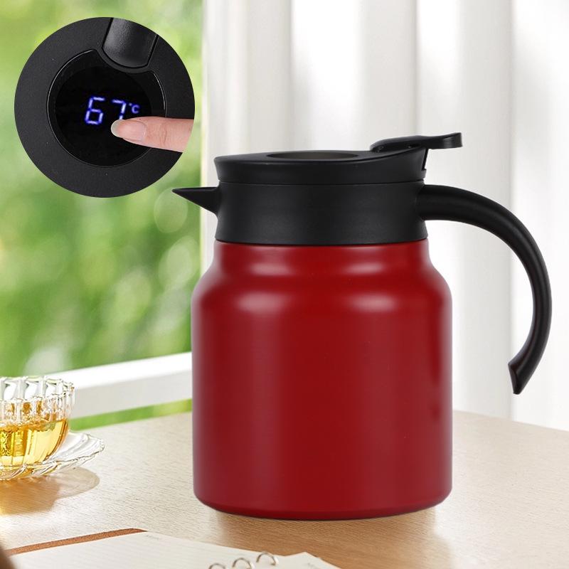 316 Stainless Steel Insulated Stewing Teapot with Temperature Display, Water Separation, and Customizable Patterns - Large Capacity.