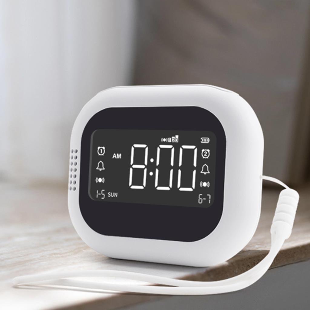 Portable Vibrating Alarm Clock with 1800mAh Battery, Dual Alarm, 3 Level Vibration, Child Lock, DST, for Heavy