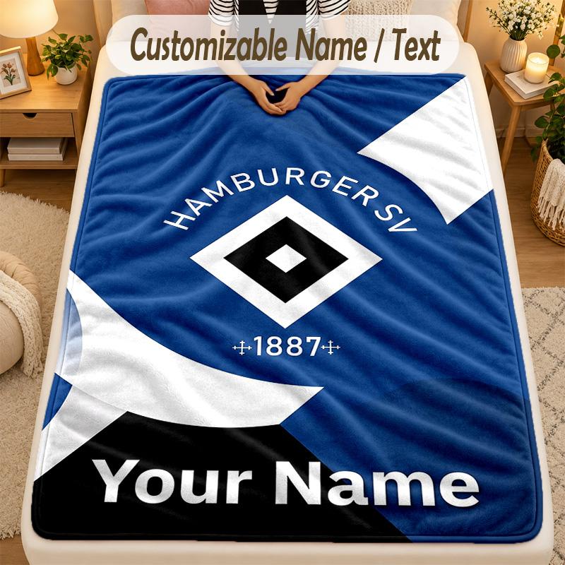 Flannel BlanketHamburger SV Custom Name Text Personalized Soft Warm Throw Blanket Home Decor Gift