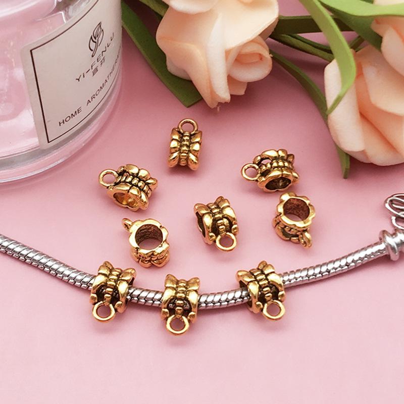 

Античне золото Великий отвір Підвіска для футболки Вигнута трубка для DIY браслетів