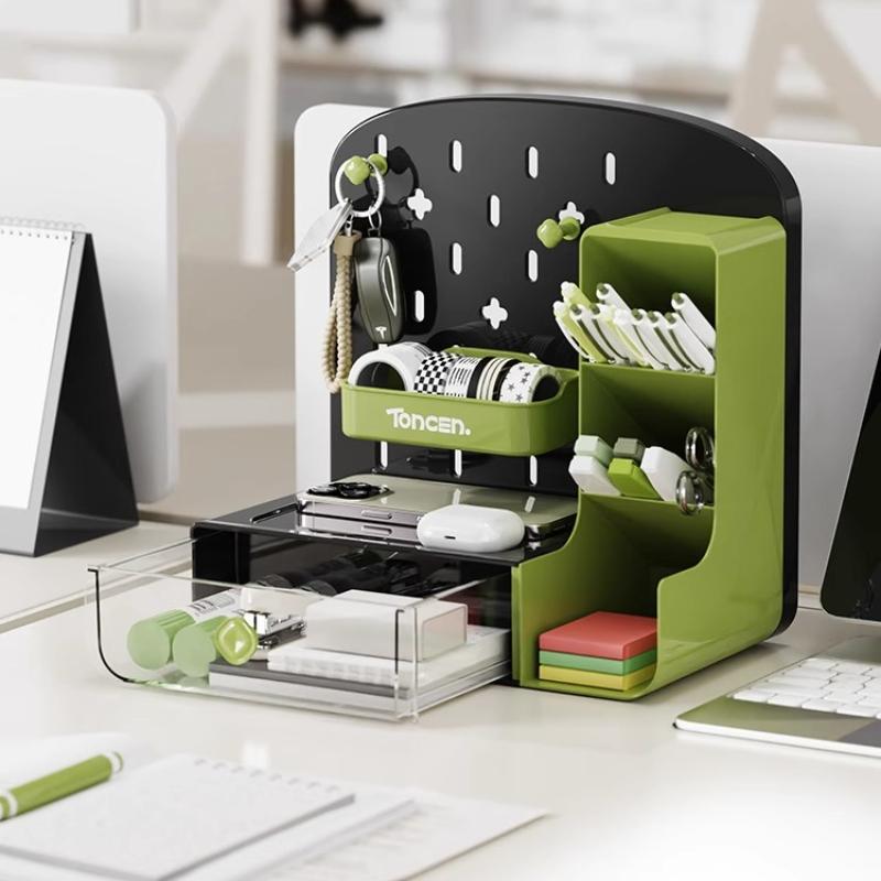 

Multifunctional Stationery Storage Box Drawer Organizer Multigrid Desktop Organizer Office Table Hole Board Jewelry Hanging Rack зелений