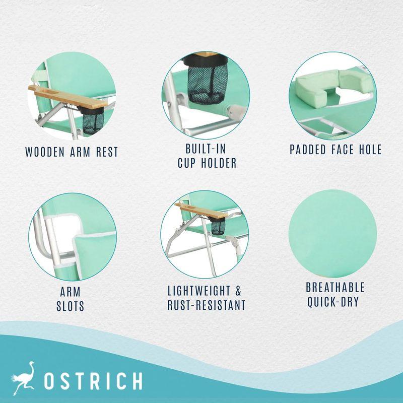 3-in-1 Padded Beach Chair w/ Face Cushion Arm Holes Folding Recliner Adjustable Backrest Footrest Cup Holder Side , Customized