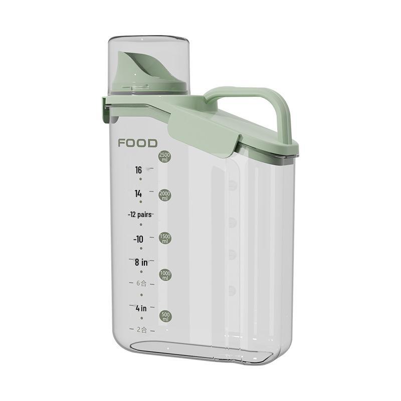 Multi-Grain Storage Canister with Measuring Cup - Sealed Plastic Container for Rice, Flour, and Grains