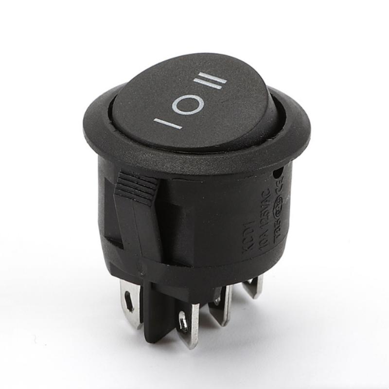 5PCS KCD1-206 23mm Round Rocker Switches 3 Position 6 PIN ON-OFF-ON Rocker Switch 10A 125VAC