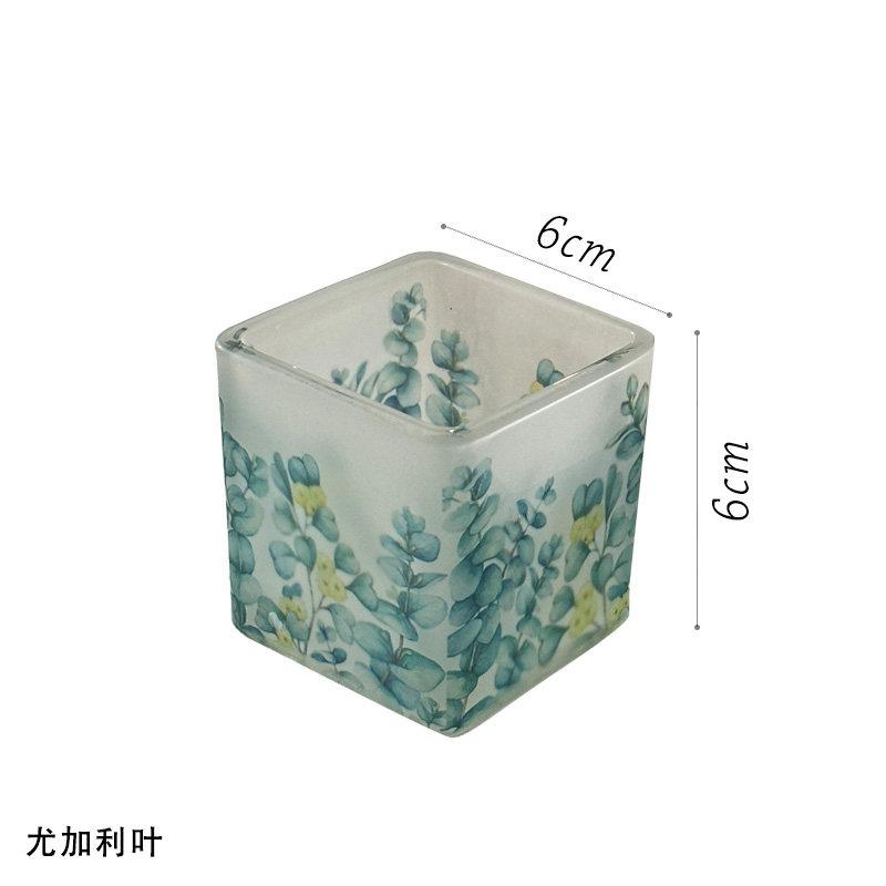 

Household Exquisite Vintage French Square Glass Candlestick Decorative OrnamentTable Centerpiece for Romantic Candlelight Dinner
