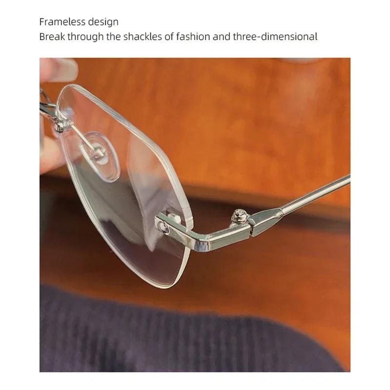 Ultralight Metal Rimless Reading Glasses Women Men Oversized Eyeglasses for Myopia -1.0 1.5 2.0 2.5 3.0 3.5 4.0 4.5 5.0 Gafas