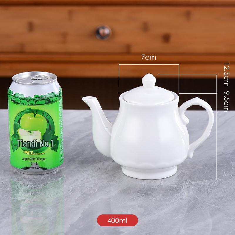 Ceramic Teapot with Built-in Filter, Available In Large & Small Sizes, Heat-Resistant, Pure White for Restaurants & Hotels.