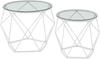 Round Coffee Tables, Set of 2 Side Tables, Modern Style, Removable Top, Steel Frame, for Living Room, Transparent and C