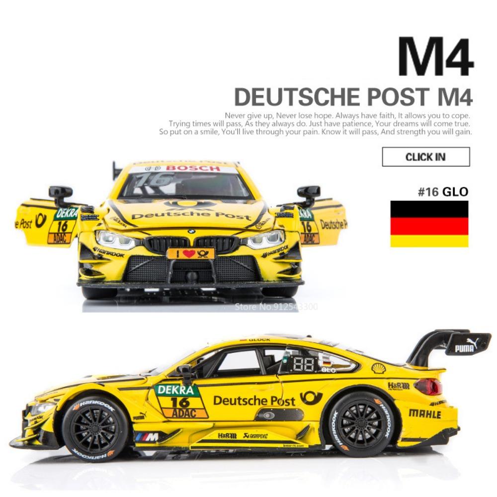 1/32 BMW M4 DTM Racing Car Model Toy Alloy Diecast with Sound Light Pull Back Model Car Collection Toys for Boys Holiday Gifts