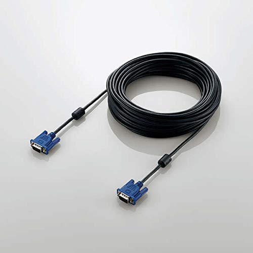 Elecom Display Cable D-Sub 15-pin VGA To VGA, 15m Slim, RoHS Compliant, Black, CAC-L15BK/RS