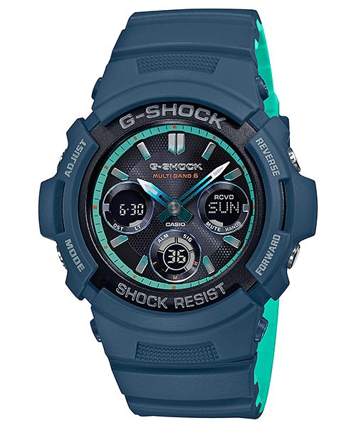 

Casio Men s Resin 200M Water Resistant Analog Shock Resistant Quartz Watch AWG-M100SCC-2A синий