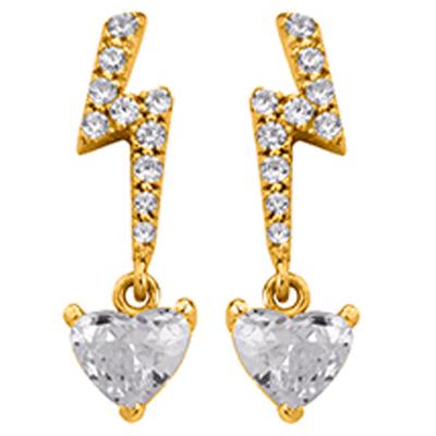 [P0606] - Gold-plated 'Eclairs' Love White Gold Earrings