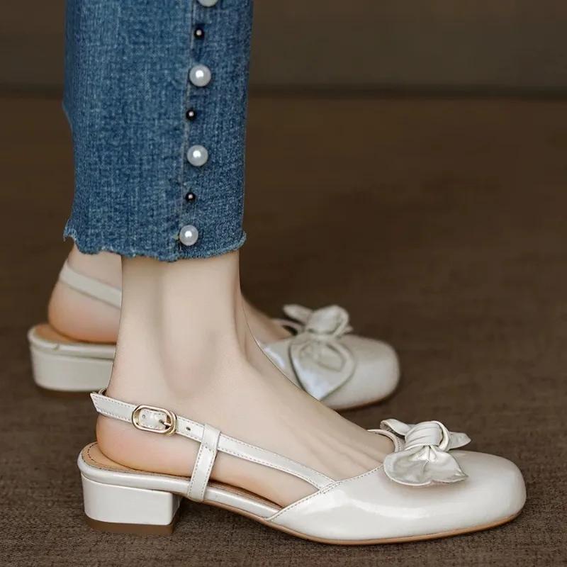 2025 Summer New Vintage Platform Women's Sandals One-Piece Strap Mary Jane Shoes with Coarse Heel Single Shoes Spring
