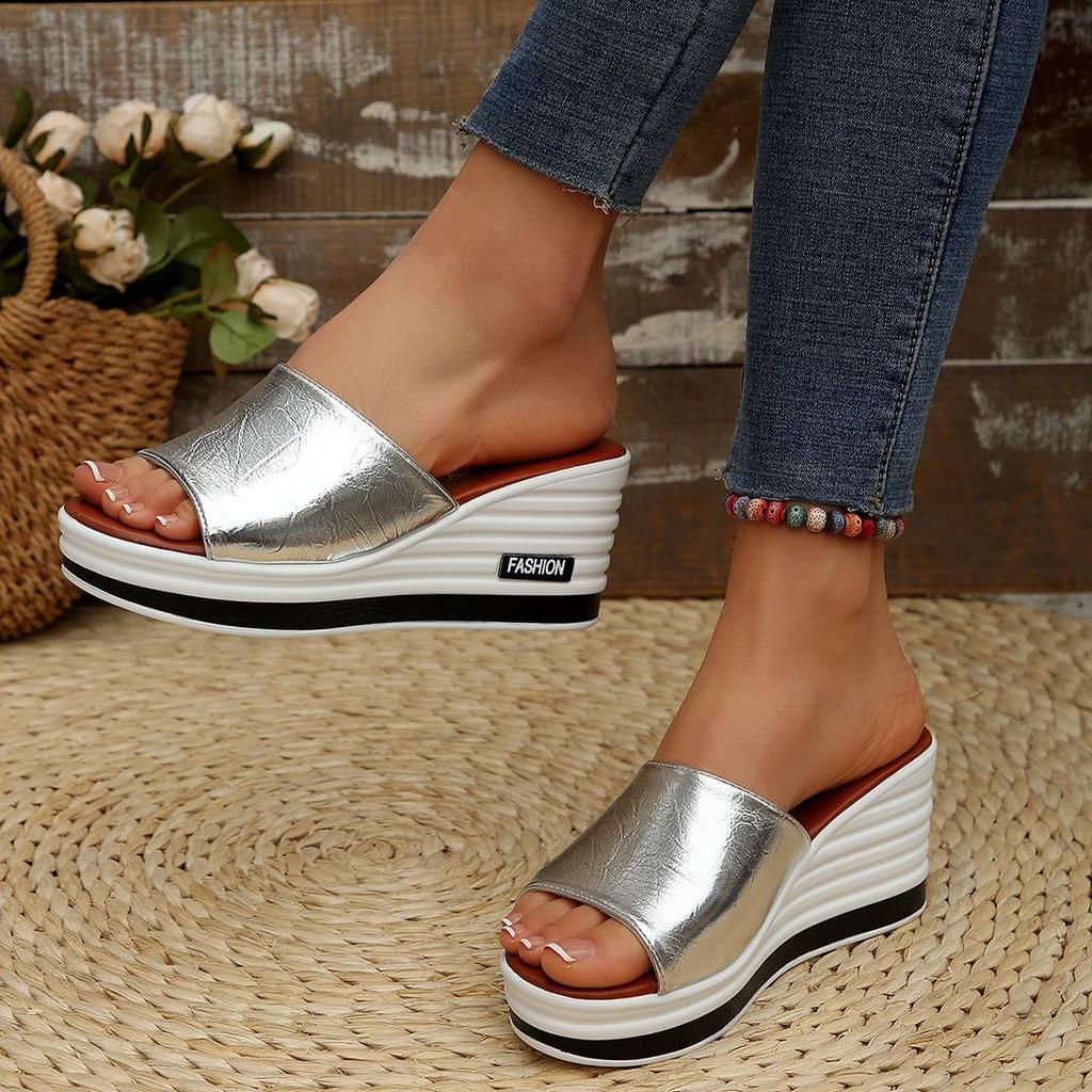 Sommer Neue Mode Fisch Mund Hang Ferse Mode Lässig Große Größe frauen Eine Linie Coole Hausschuhe frauen