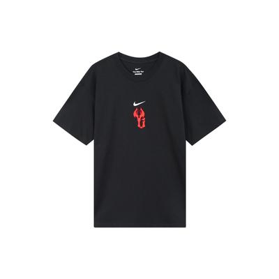 X Yi Jianlian Koszulka Sportowa z Czystej Bawełny z Krótkim Rękawem o Luźnym Kroju Unisex Top Czarny FN7272-010