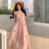 Vacanza al Mare Abito con Bretelle Rosa Delicato Bello Unico Bella Minigonna Temperamento di Alta Classe Abito da Spiaggia